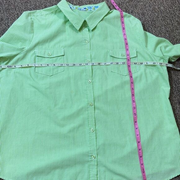 Laura Scott Green Checkered Women’s Shirt Blouse Size Approximately  3X No Tag - Picture 6 of 9